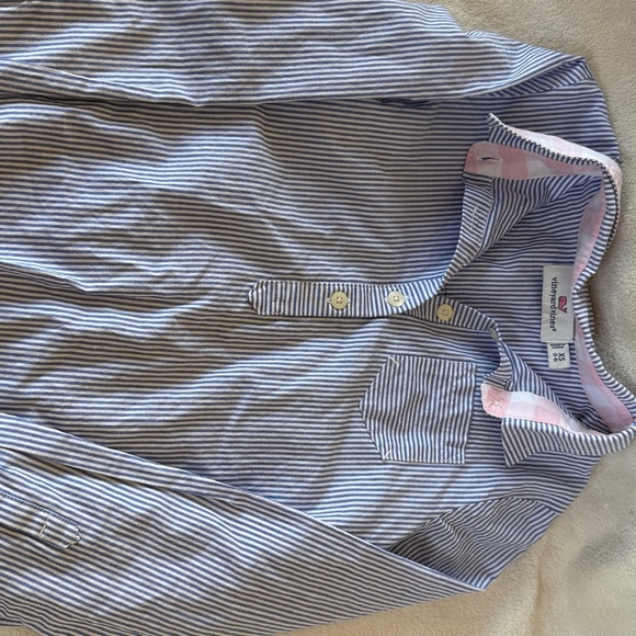 VINEYARD VINES GIRLS' TOP BLUE & WHITE, COLLAR 5/6 - Picture 3 of 4